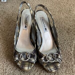 American Eagle Outfitters Checkered Slingback Wedges
